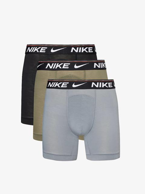 Nike Logo-waistband pack of three stretch-recycled polyester boxer briefs