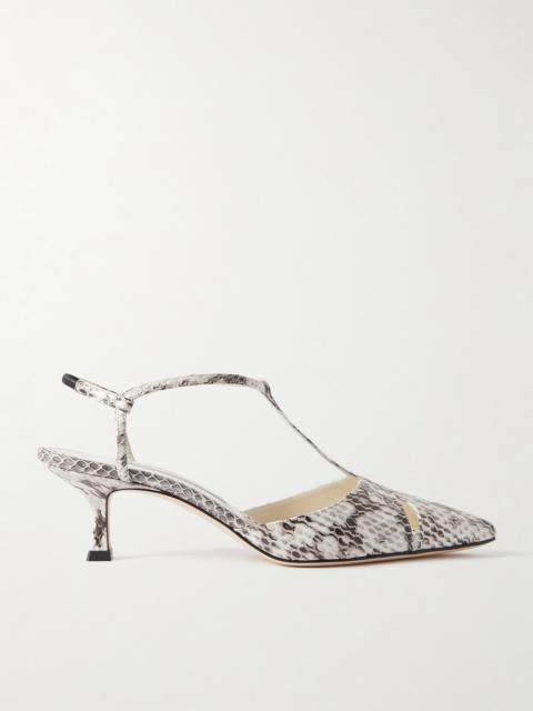 Manolo Blahnik Turgimod 50 Cutout Elaphe Slingback Pumps