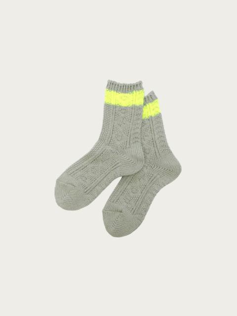 Kapital 56 Yarns Cable Knit Neon-Line Socks - Grey