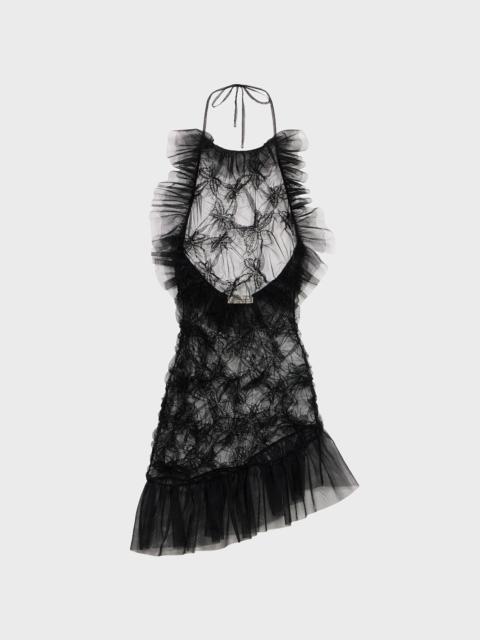 Blumarine SHORT TULLE DRESS WITH EMBROIDERY AND RUFFLES