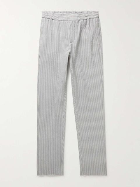 Slim-Fit Straight-Leg Striped Wool-Blend Seersucker Trousers