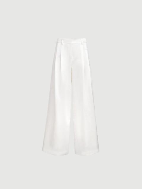 Brunello Cucinelli Cotton and silk satin loose pleated trousers with monili