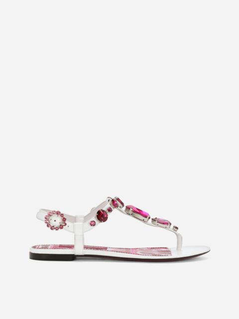 Patent leather thong sandals