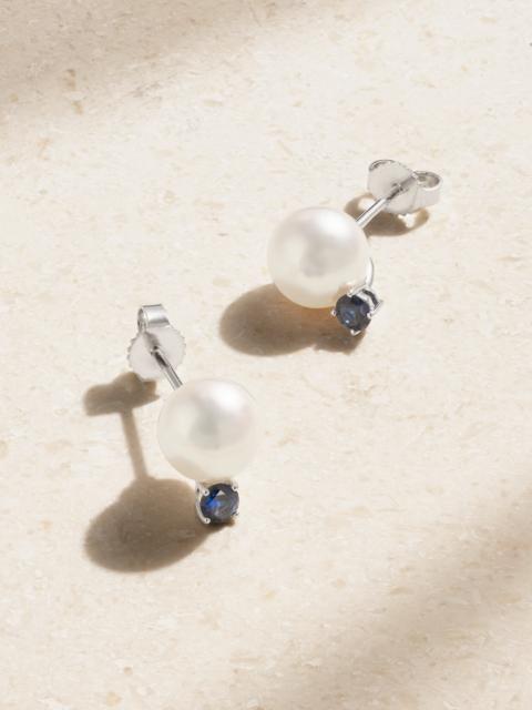 MIKIMOTO 18-karat White Gold, Pearl And Sapphire Earrings
