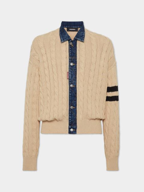 DSQUARED2 DENIM DETAIL KNIT CARDIGAN