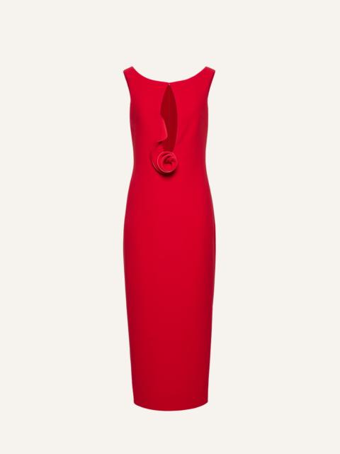 MAGDA BUTRYM Floral appliqué keyhole midi dress in red