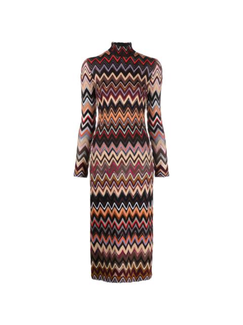 zigzag wool-blend midi dress