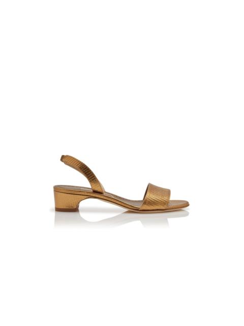 Manolo Blahnik Bronze Calf Leather Slingback Sandals