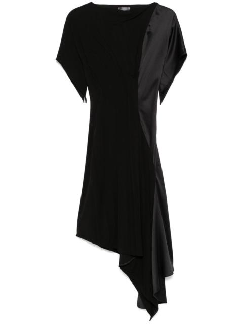 MUGLER pleated asymmetric midi dress