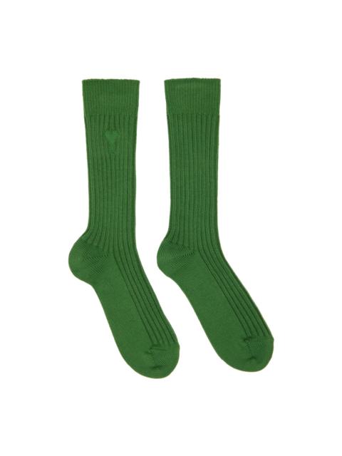 AMI Paris Green Ami de Cœur Socks