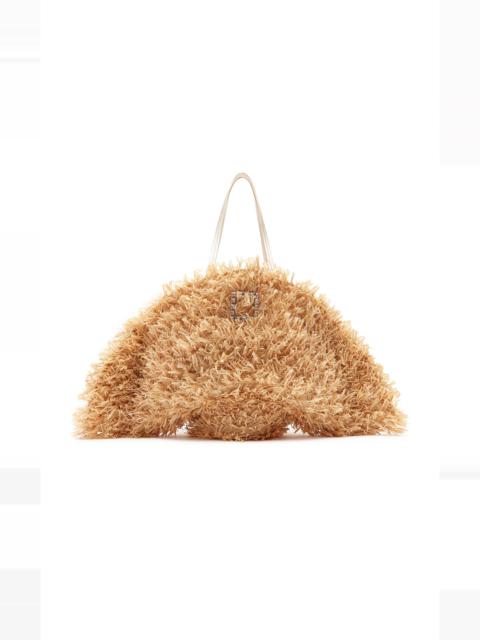 Roger Vivier Tres Vivier Panier Raffia Large Tote Bag neutral