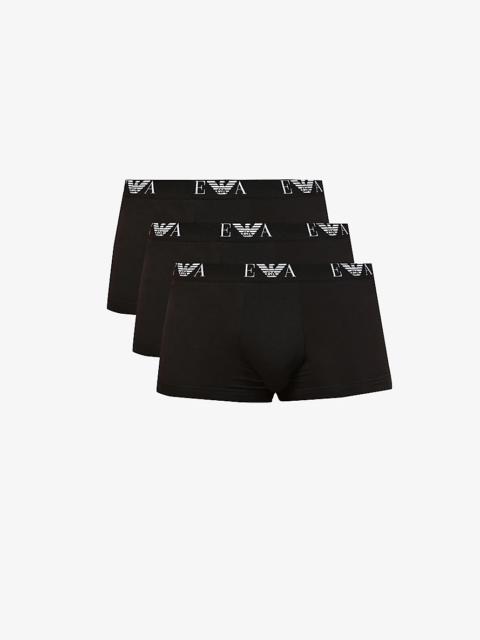 EMPORIO ARMANI Logo-print stretch-cotton trunks pack of three