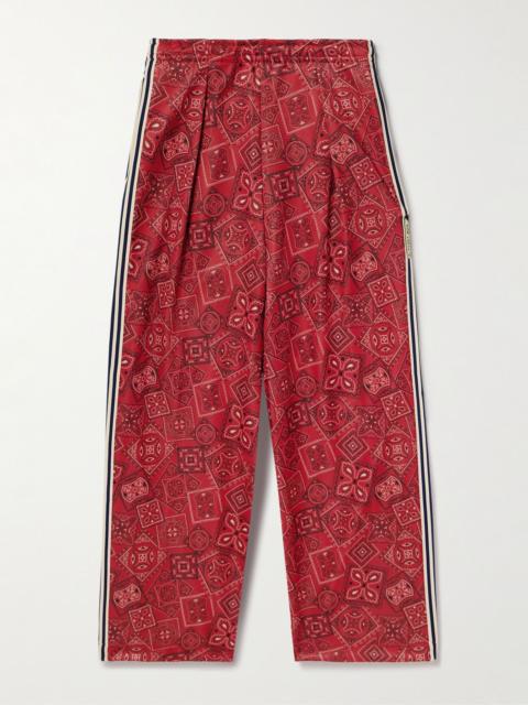 Kapital Wide-Leg Striped Webbing-Trimmed Bandana-Print Tech-Jersey Track Pants Red