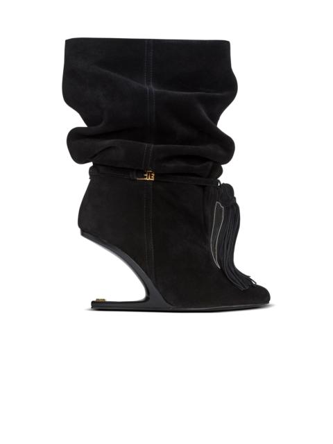 Balmain No Wedge suede leather ankle boots with tassel