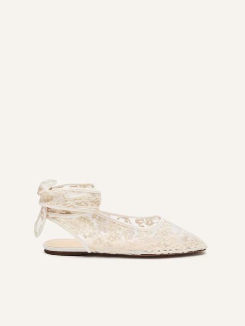 MAGDA BUTRYM Lace ankle-wrap flats in white