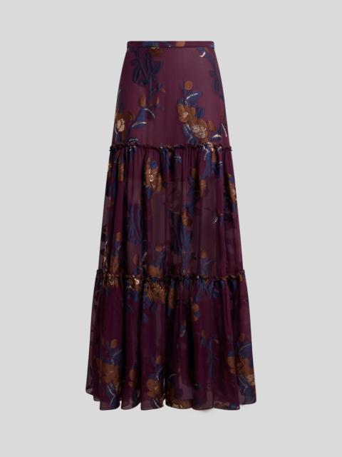 Etro SILK-BLEND JACQUARD MAXI SKIRT WITH FIL COUPÉ FLOWERS