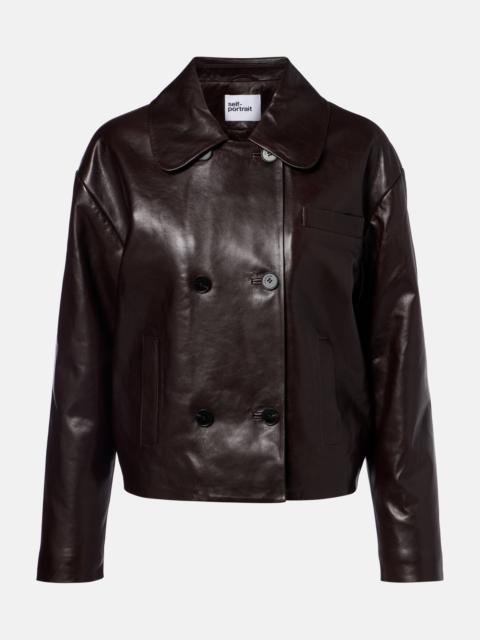 self-portrait Cropped leather jacket