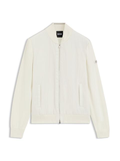 BOSS COTTON-KNIT HYBRID JACKET WITH BOMBER COLLAR