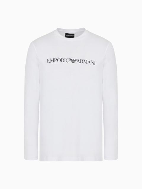 EMPORIO ARMANI Pima-jersey jumper with printed logo