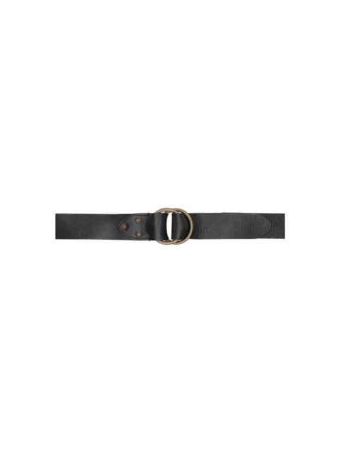 RRL by Ralph Lauren Black Leather Double–O-Ring Belt