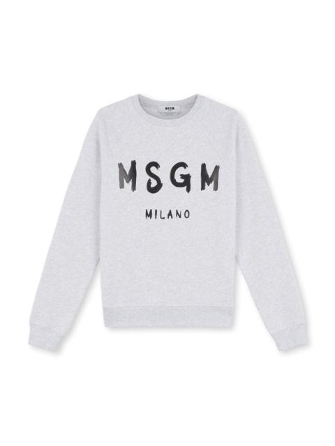 MSGM Crew neck cotton sweatshirt with a brushed logo