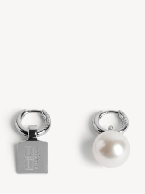 BALENCIAGA Malibu Pearl Earrings in Shiny Silver