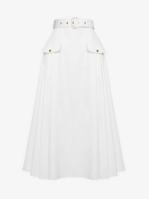 Alexander McQueen Women's Military Flared Skirt in Optic White