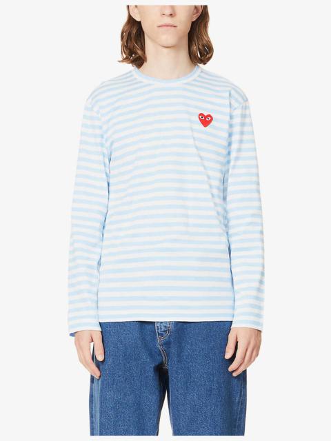 Comme des Garçons PLAY Heart-appliqué striped cotton-jersey top