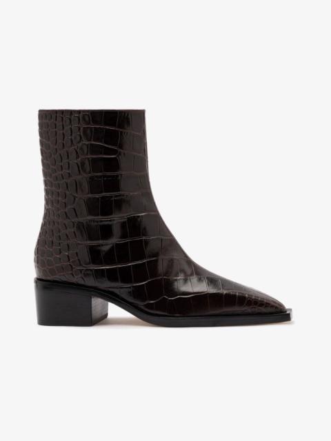 Larroudé Florencia Low Boot In Croco Brown Leather