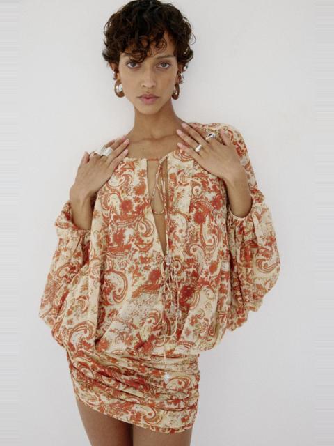 De La Vali EULALIA MINI DRESS IN CACHEMIRA CHIFFON