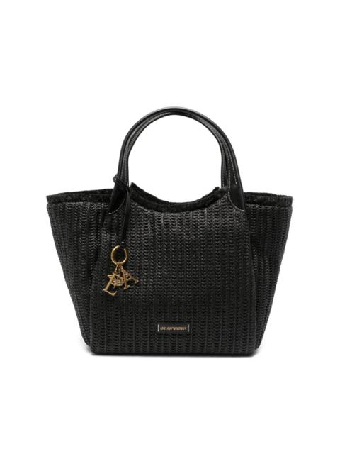 logo-charm interwoven tote bag