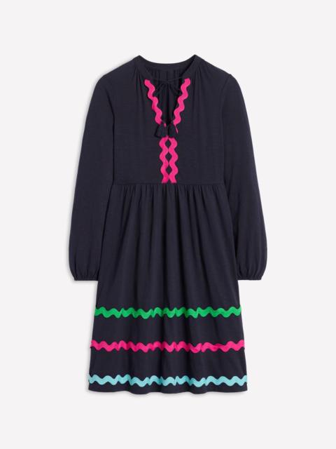 BODEN Corinna Ric Rac Jersey Dress-Navy
