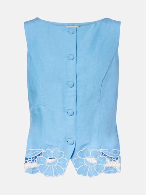RIXO Lucca linen-blend vest