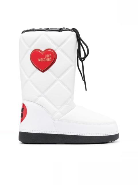 quilted patent snow boots