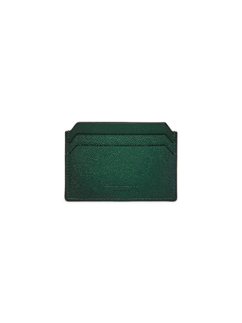 Santoni Green saffiano leather credit card holder