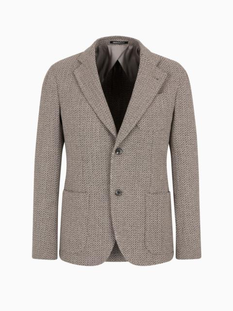 Modern-fit single-breasted jacket in a mouliné virgin-wool blend with chevron motif