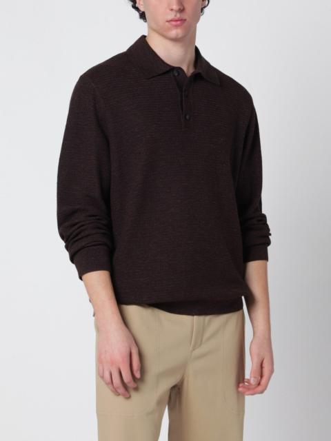 Loro Piana Gokarna brown wool-blend polo shirt