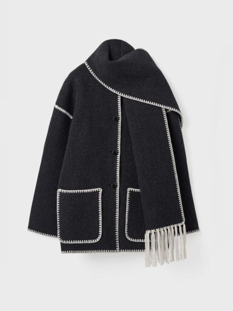 Embroidered scarf jacket dark grey mélange