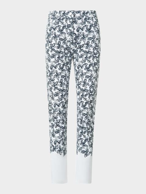 AKRIS Scribble Daisy Print Skinny-Leg Ankle Jeans