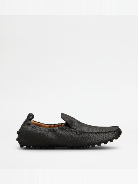 Tod's GLOVE GOMMINO LOAFERS IN PYTHON - GREY