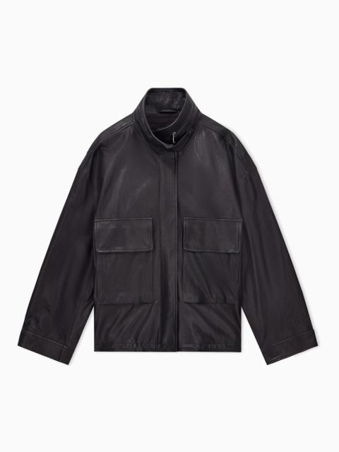 EMPORIO ARMANI OVERFIT BLOUSON IN WASHED VEGETABLE NAPPA SIGNATURE CAPSULE