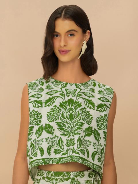 FARM RIO Green Delicate Tapestry Lenzing™ Ecovero™ Euroflax™ Blouse