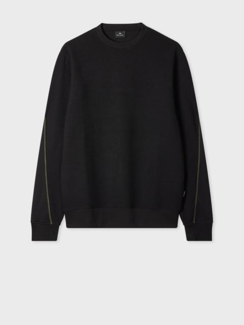 Paul Smith Black Textured Sweatshirt with Contrast Embroidery