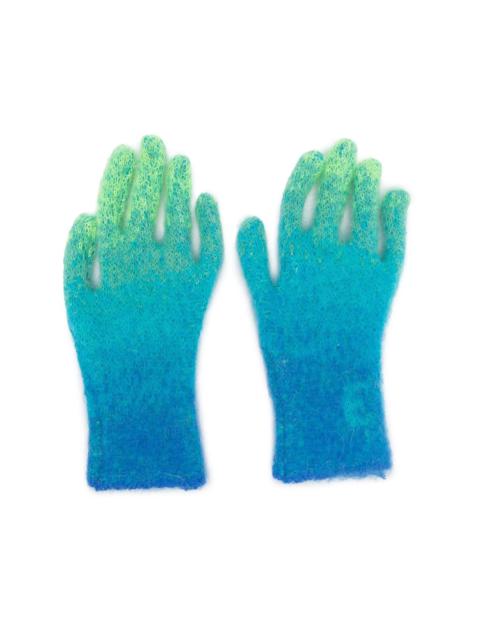 logo-intarsia gradient knitted gloves