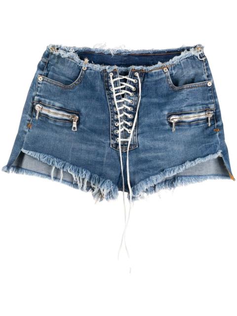 Unravel lace-up denim shorts