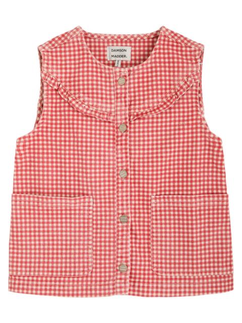 DAMSON MADDER. Damson Madder Mari Gingham Stretch-denim Gilet