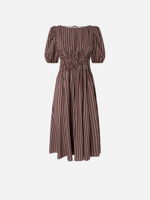 PINKO STRIPED MIDI DRESS WITH OPEN BACK