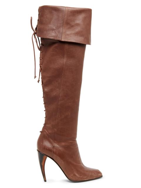 Alexander McQueen Women's 105MM Leather Knee-High Boots - Vintage Brown