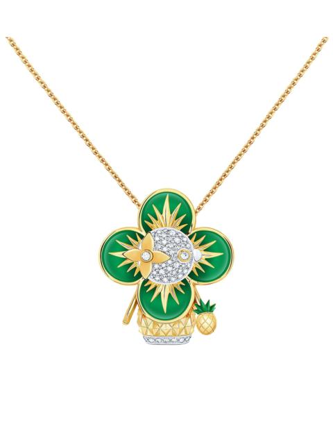 Louis Vuitton Vivienne Pineapple Pendant, Yellow Gold, White Gold, Lacquer & Diamonds