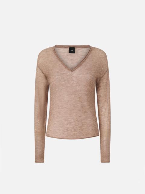 PINKO V-NECK SWEATER WITH SEQUINS